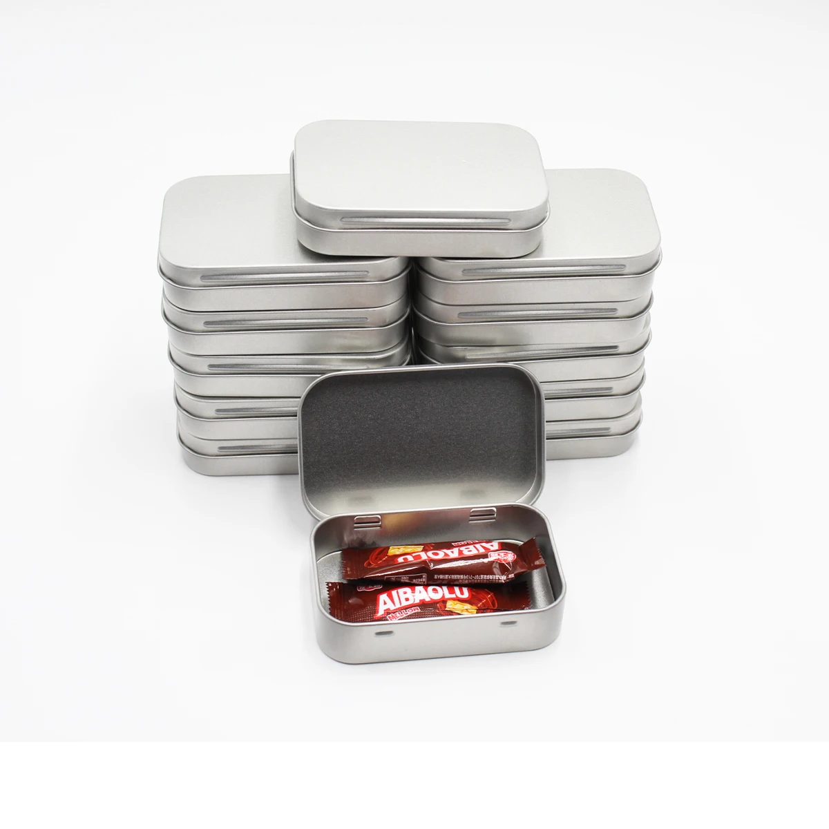 Mini caja metálica portátil con tapa deslizante, delgada, rectangular, para viaje, almacenamiento de pastillas, caramelos de menta, pastillas para la tos, pequeña, para uso diario FR2806-26