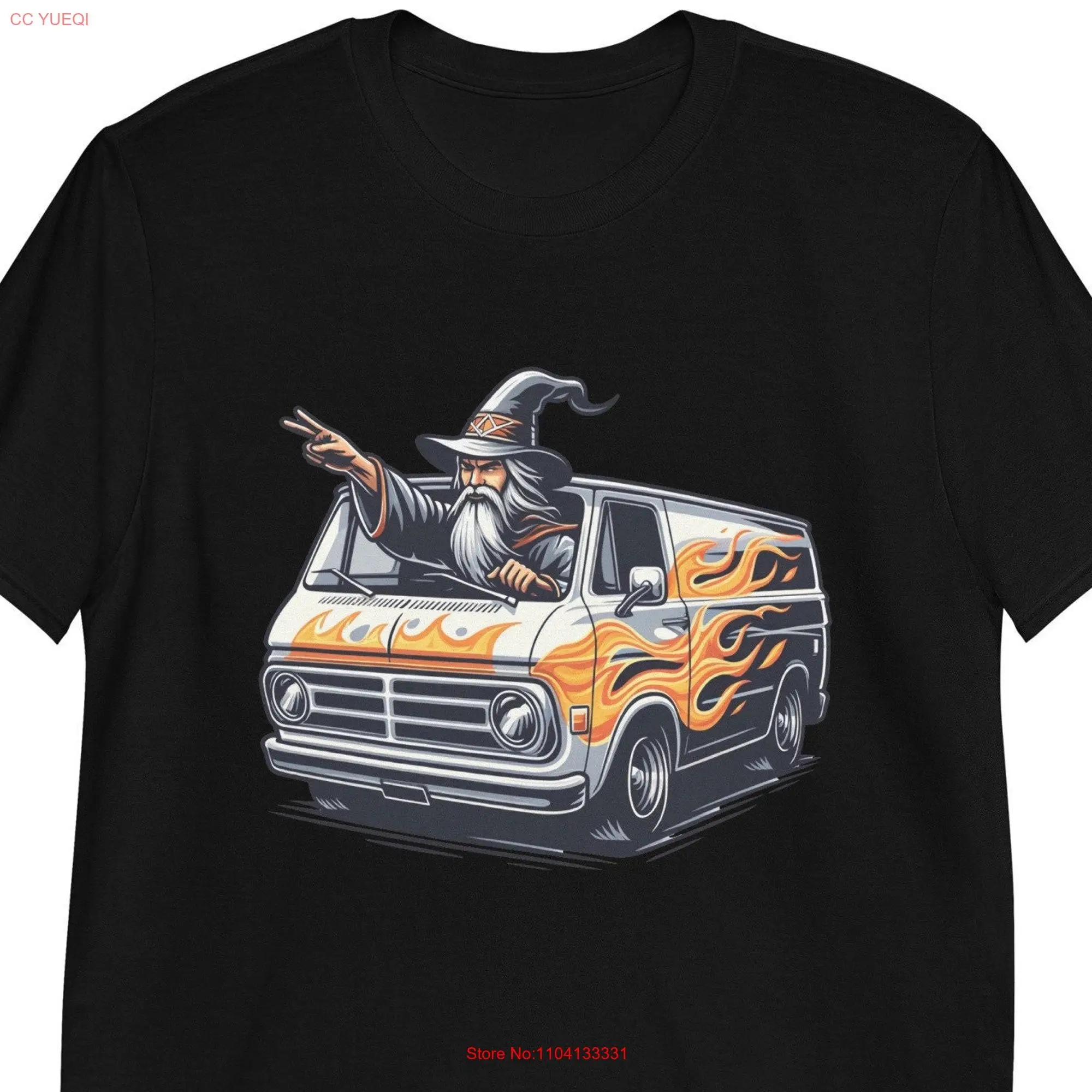 Wizard Van T Shirt Retro Flamed Vanner Hippie Vintage  long or short sleeves