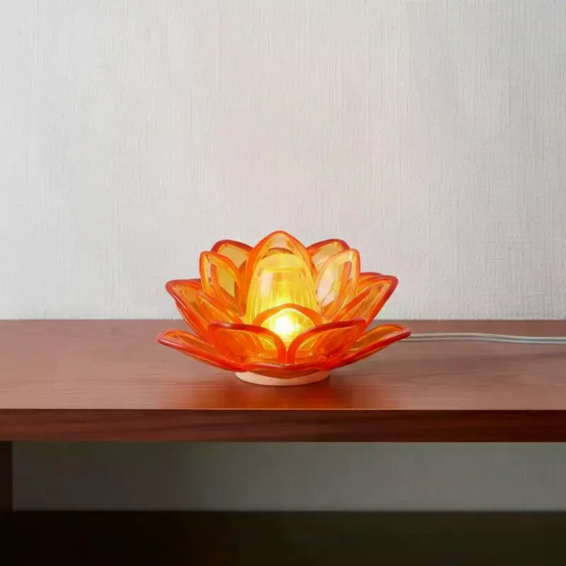 LED Lotus Candle Lamp Electronic Flameless Candles Tabletop Night Light For Temple Desktop Centerpiece