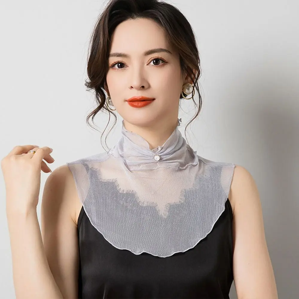 New Mesh Silk Mesh Scarf Breathable Lightweight Neck Protector Windproof Sun Protection Scarf Summer