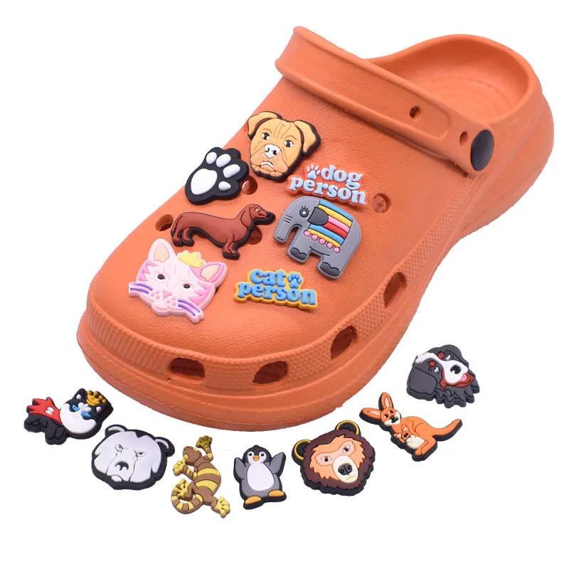 PVC Sapatos Encantos para Tamancos, Acessórios Dos Desenhos Animados, Cão, Elefante, Gato, Canguru, Decorações De Sapato, Presentes Unisex, Venda Única