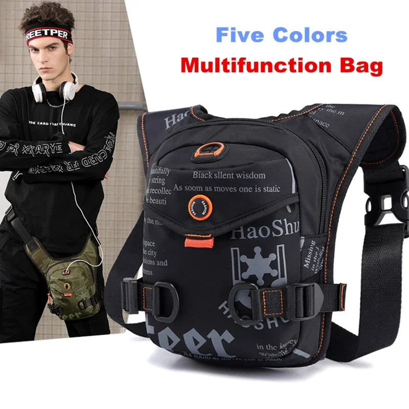 

Men Waterproof Nylon Drop Leg Bag Thigh Hip Bum Belt Fanny Pack Waist Travel Riding Motorcycle Cross Body Shoulder for Camping