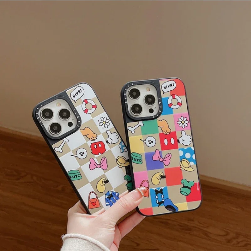 Disney Mickey Mouse Cartoon Mirror Phone Case for iPhone 11 12 13 14 15 Pro Max Promax Women Men Fashion Protective Cover Gifts