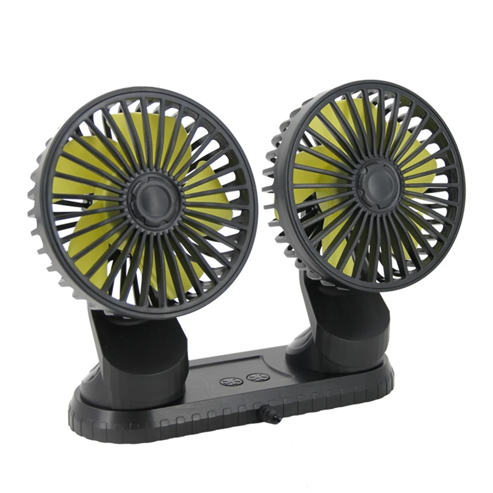 Multi-Angle Rotatable Car Fan, USB Powered, Dual Head, 3-Speed Dashboard, ABS 3 Speeds, Summer Cooling, Accessories, New