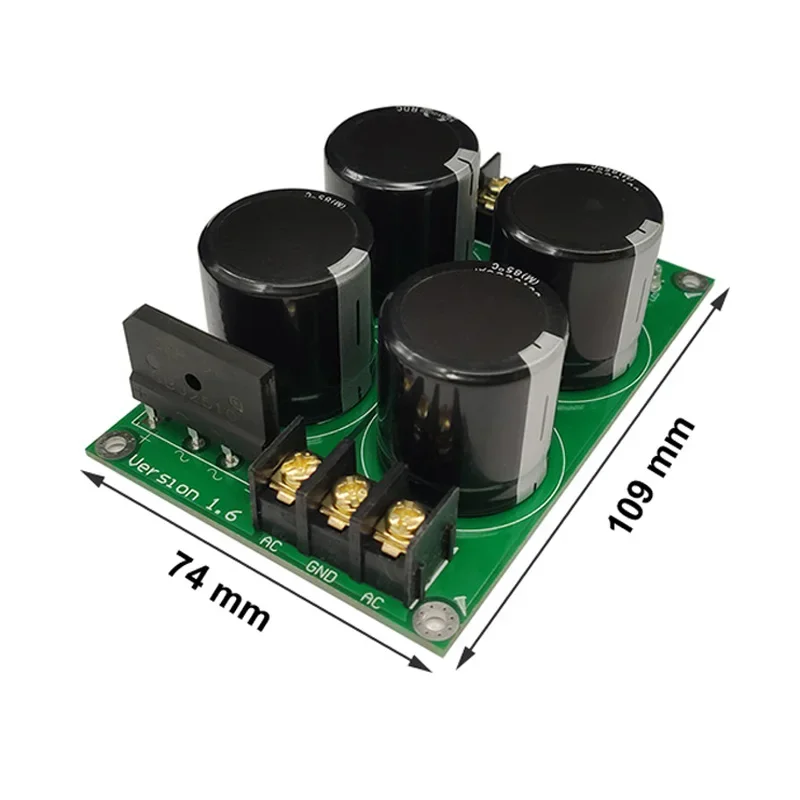 DLHiFi High Power Single Bridge Capacitor Rectifier Filter Power Board 20A 35mm 4-bit Double Voltage For HiFi Audio Amplifier