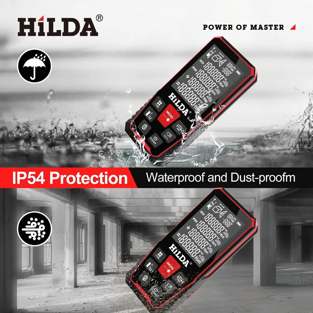 HILDA Laser Distance 50M/100M/120M Rangefinder Profesional Meter Laser Range Finder Ruler Test Tool