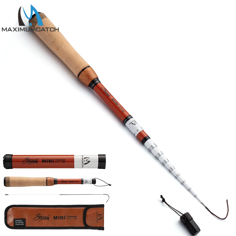 Maximumcatch Stream 5FT/6FT 150/180cm Mini Tenkara Fly Fishing Rod 6:4 Action Telescopic Travel Carbon Fly Rod Extra Tip Compact