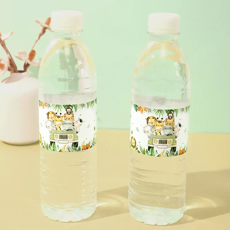 ملصقات كرتونية لحيوانات الغابة للأطفال ، ملصقات الزجاجات ، أعياد الميلاد ، استحمام الطفل ، مستلزمات تزيين الحفلات ، 10 *