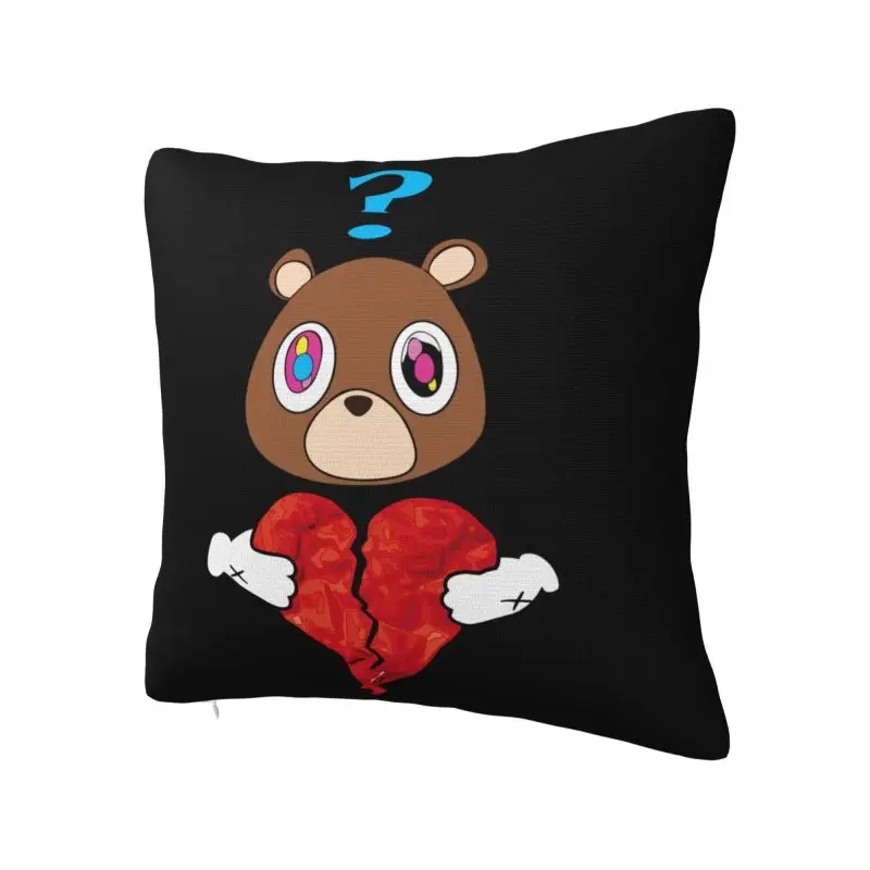 Fashion Kanye West Bear Heart Break Cushion Covers 55x55cm Soft Throw Pillow Case for Sofa Car Square Pillowcase Home Decor