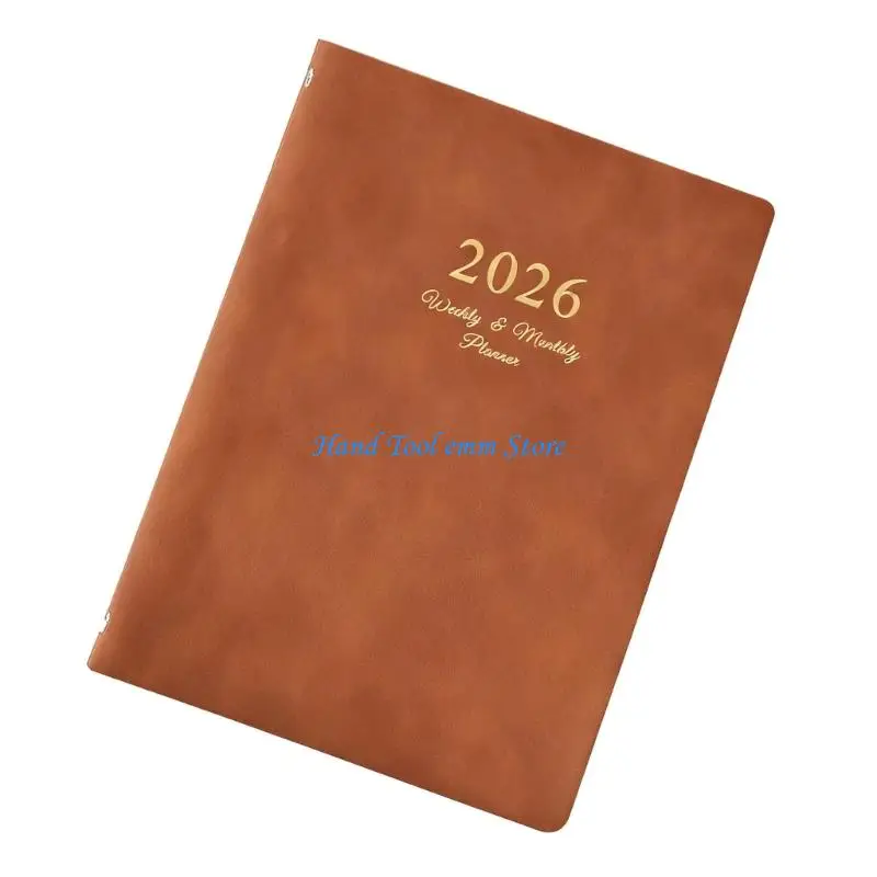 H37F 2026 Weekly Planner with Refillable 6 Rings Leather Binder Cover and Dated Pages