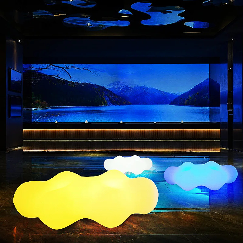 REAQ Luminous Clouds taboret LED Lights meble ogrodowe i tapicerka do teatru plastikowa zmiana koloru krzesło do poczekalni 115*74*36cm