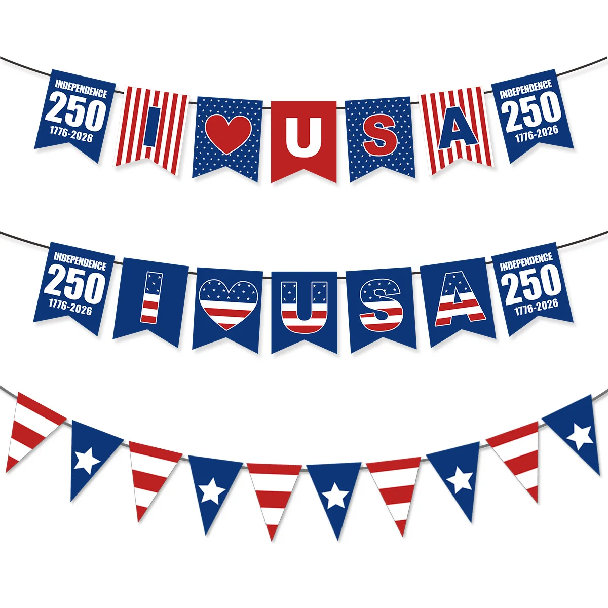 2026 America 250th Anniversary Party Decoration 1776-2026 Usa July 4th Flag Banner Pennant Wholesale