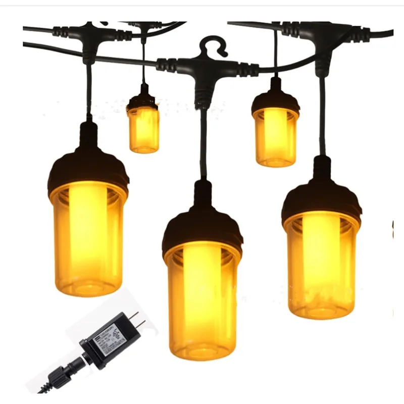 Guirnalda de luces de bombilla de llama para exteriores, 10 LED, 23 pies, cadena de luz cálida para patio, jardín, fiesta, decoración de patio, impermeable