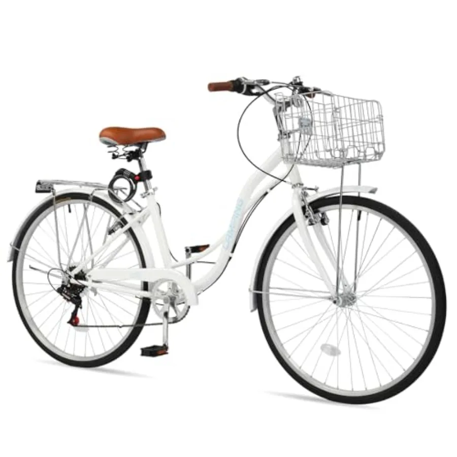 

Beach cruiser bike for women, high-carbon steel frame, black, premium derailleur and shift lever with adjustable seat
