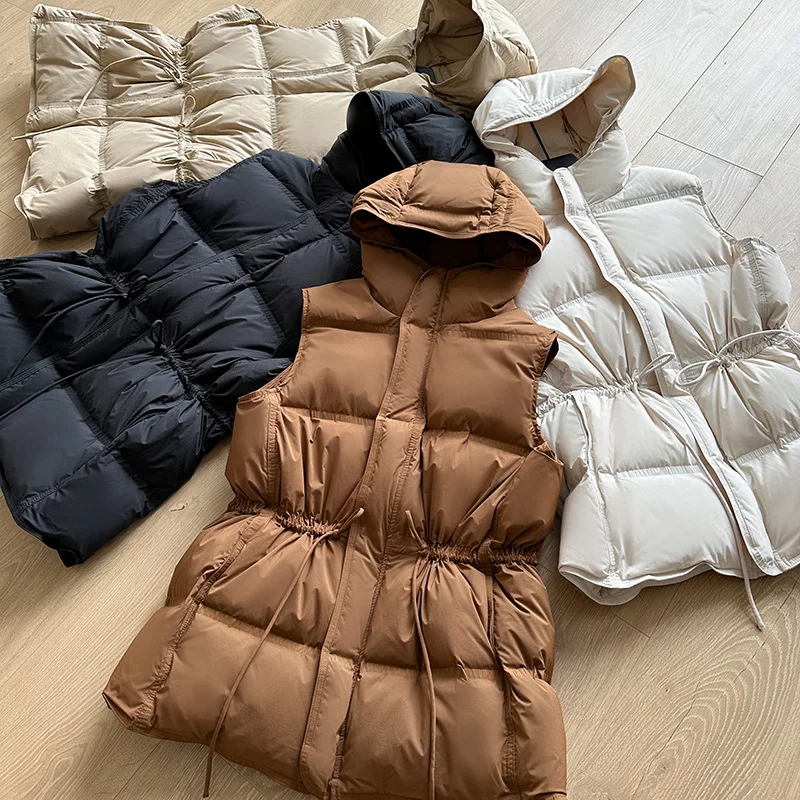 

Elegant Commute Women Short Down Vest 2025 Winter Waterproof Slim Waistcoat