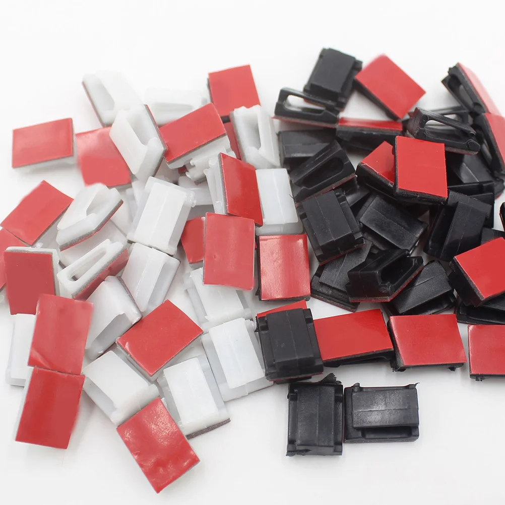 

100pcs Wire Cord Cable Clamps Self Adhesive Mounts For Home Office Car Camping Fixing Strip Lights Cables Organizer Holders