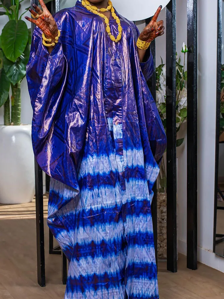 

Элегантный кафтан для вечеринки в честь Рамадана — женское длинное платье Анкара с принтом из мягкой хлопковой парчи