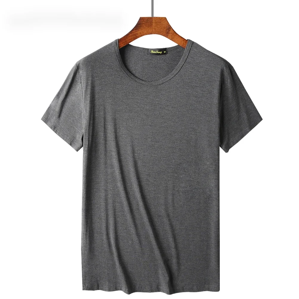 Fashion 2 Piece Set Men Fiber T Shirts Sweat Absorbent Solid Color Undershirt Tops M To XXXL Plus Size Available