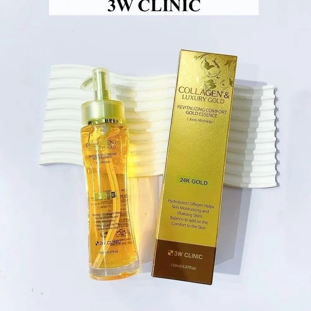 

3WCLINIC Collagen & Luxury Gold 24K Gold Essence, увлажняющая сыворотка для лица, антивозрастная, подтягивающая, 150 мл, корейская косметика для ухода за кожей