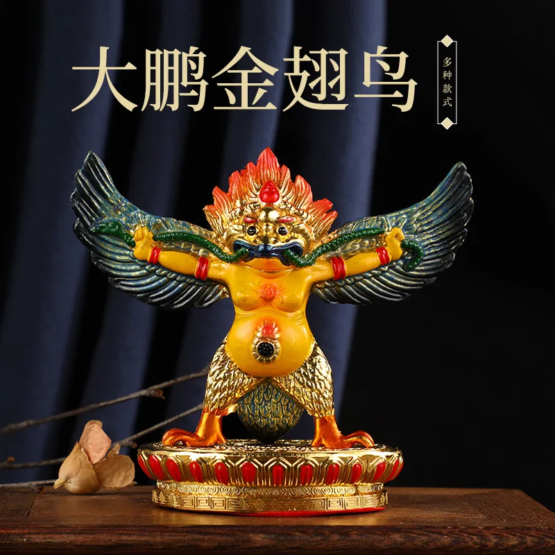 Alloy Painted Dapeng Bird with Golden Wings, Business Decoration Buddha Statue Living Room, Study Decoration, Desktop Decoration