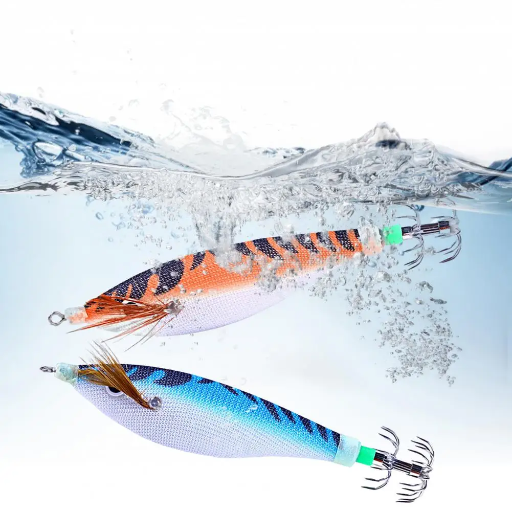 Shrimp Bait Sharp Hook, Streamlined Design, Artificial Lure, Wood, Squid Jigging for Sea Fishing, 10cm, 9.6g