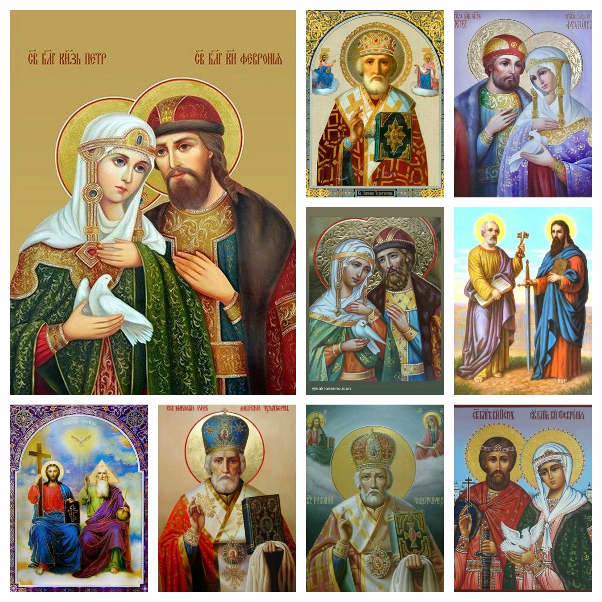

Christian Icon Diamond Painting St Peter and Fevronia Off Murom Embroidery Religion Art St Paul Cross Stitch Kit Wall Home Decor