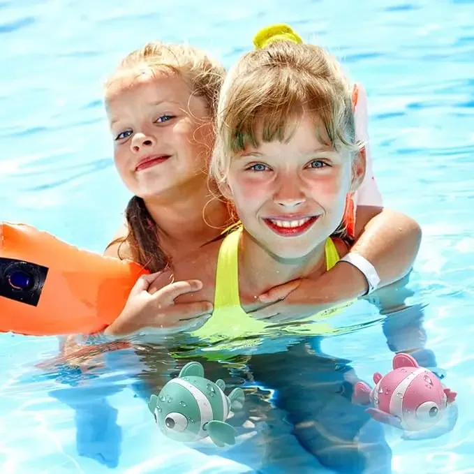 3 pçs wind-up natação palhaço peixe flutuante água diversão brinquedo, relógio banheira brinquedos para crianças meninos meninas, presentes de aniversário de natal