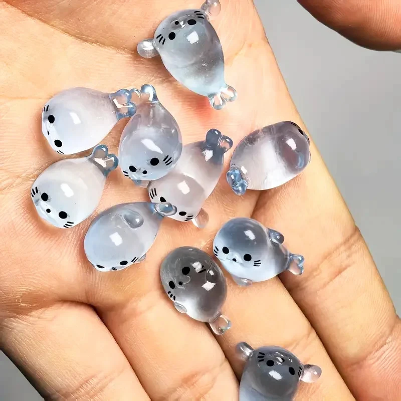 10/20/100-PCS Set Luminous Mini Seal Miniature Living Decor, Mini Marine Animal Miniatures, Adult DIY Resin Keychain Accessories