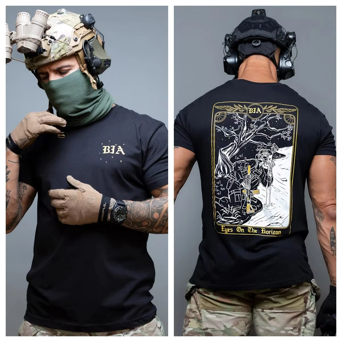 Unisex Graphic T Shirt BJA Ambush Sniper Tarot Frame Hand Drawing Double Side Print Eyes on The Horizon Night