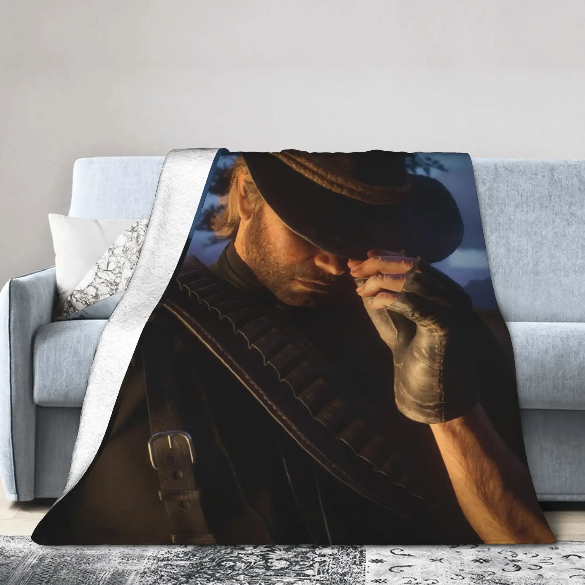 Arthur Morgan RDR Video Game Flannel Blanket Winter Warm Soft Throw Blanket for Boy Girl Couch Bed Street Trend Sofa Bed Cover