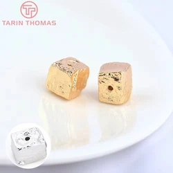 (5137)4PCS 11x11.5MM 24K Gold Color Brass Irregular Square Beads Bracelet Beads High Quality Diy Jewelry Accessories Wholesale