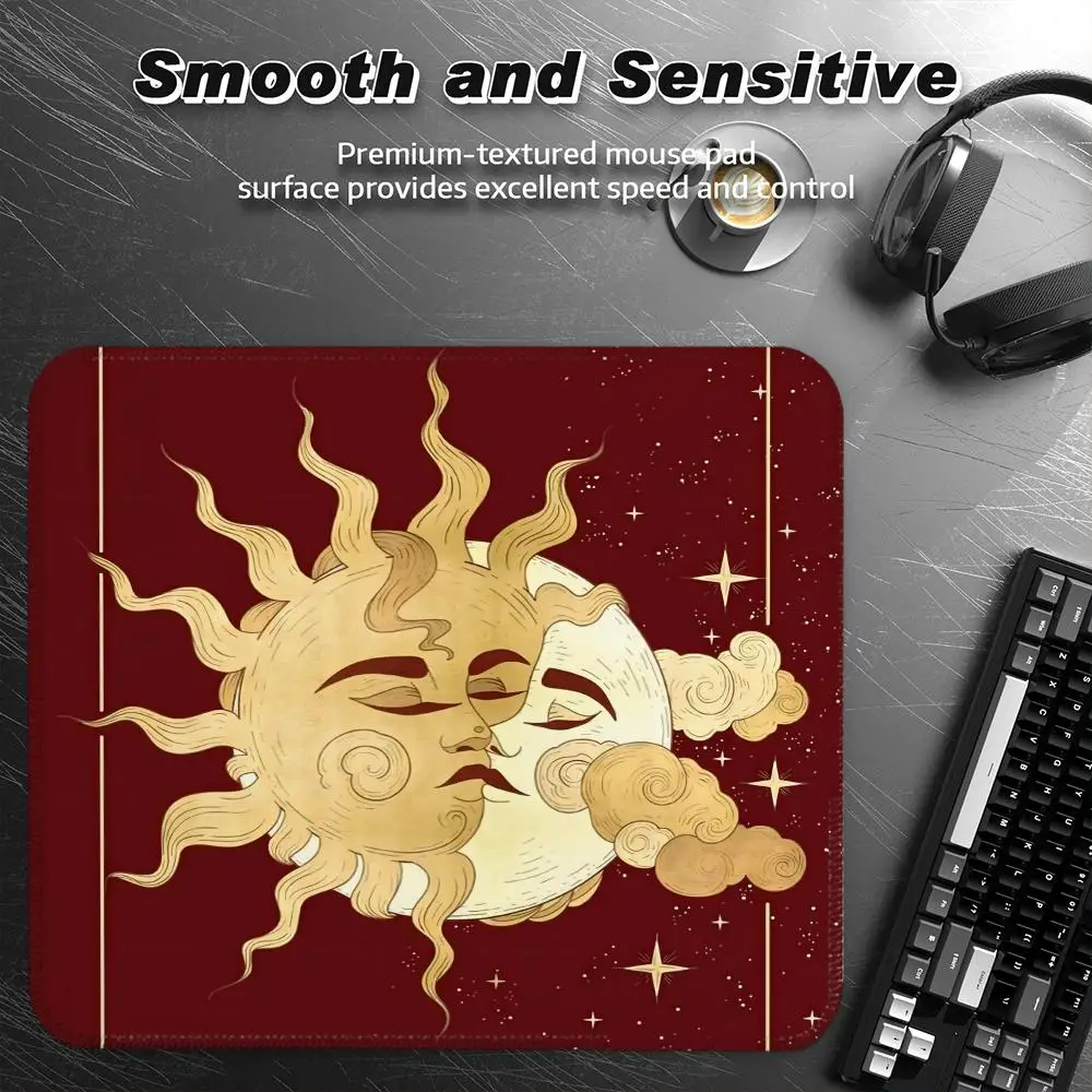 

Tarot Sun and Moon Mouse Pad SKY Small Desk Pad Mouse Boy Gift for Play games Keyboard Wireless Desktop Computer Coasters