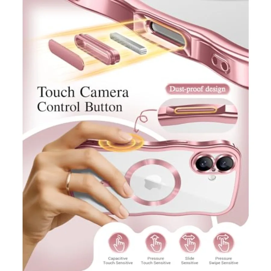 جراب iPhone 17 مع توافق MagSafe، حماية كاملة معززة للكاميرا، تصميم إطار مموج لطيف، نحيف مقاوم للصدمات