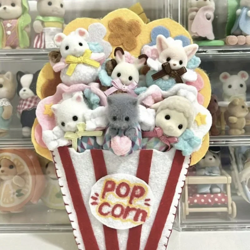 Hot Exclusive Collection Forest Baby Family Cinema Popcorn Set Cute Doll Toy Decorative Decorative Decoration Collection Gift