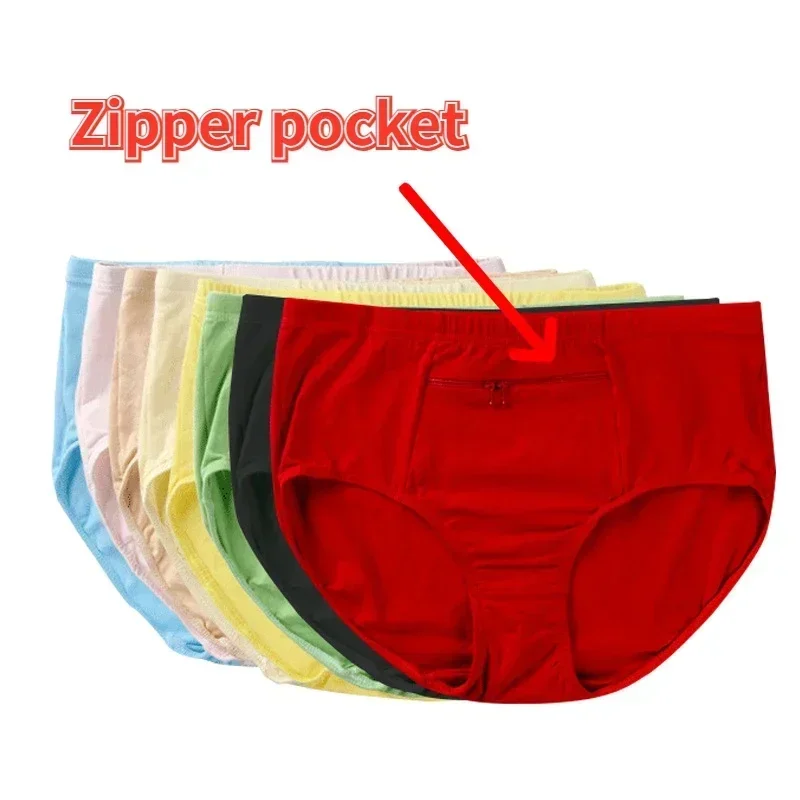 Woman Travel Underwear with Safe Pockets Hidden Zippers for Credit Card Passport Bag Invisible Skinny Lingerie Outdoor Briefs