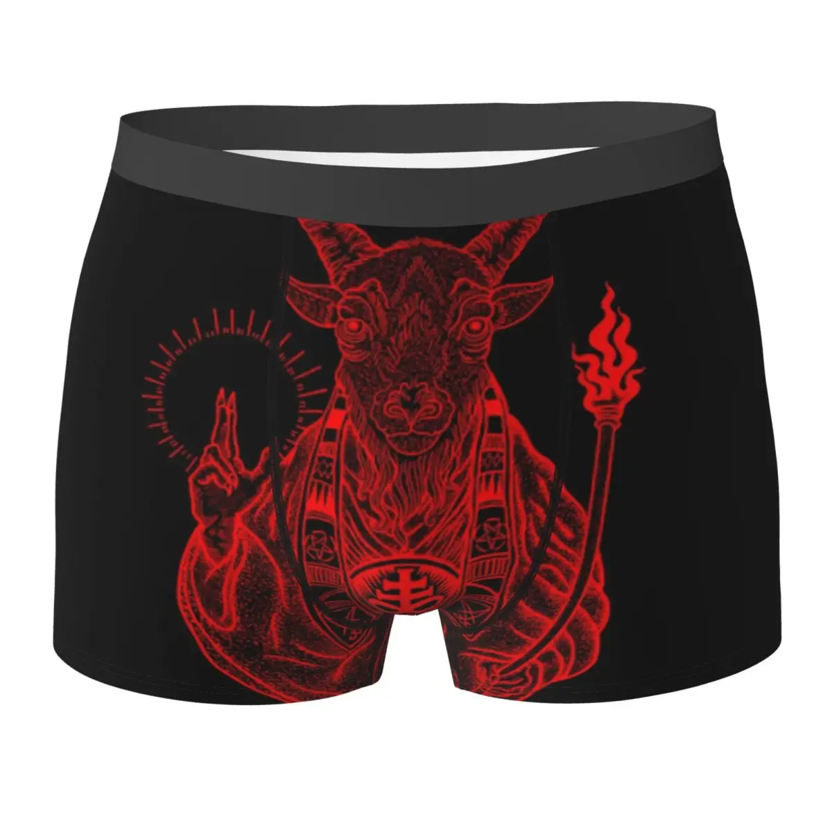 Boxer Underpants Shorts Baphomet Satanic Goat  Panties Men's Soft Underwear for Homme Man Boyfriend Gift