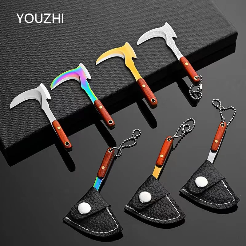 Mini Colorful Sickle Open Box Set Keychain Pendant Small Vegetable Knife Mini Gift Knife Pendant Accessories Pocket Knife