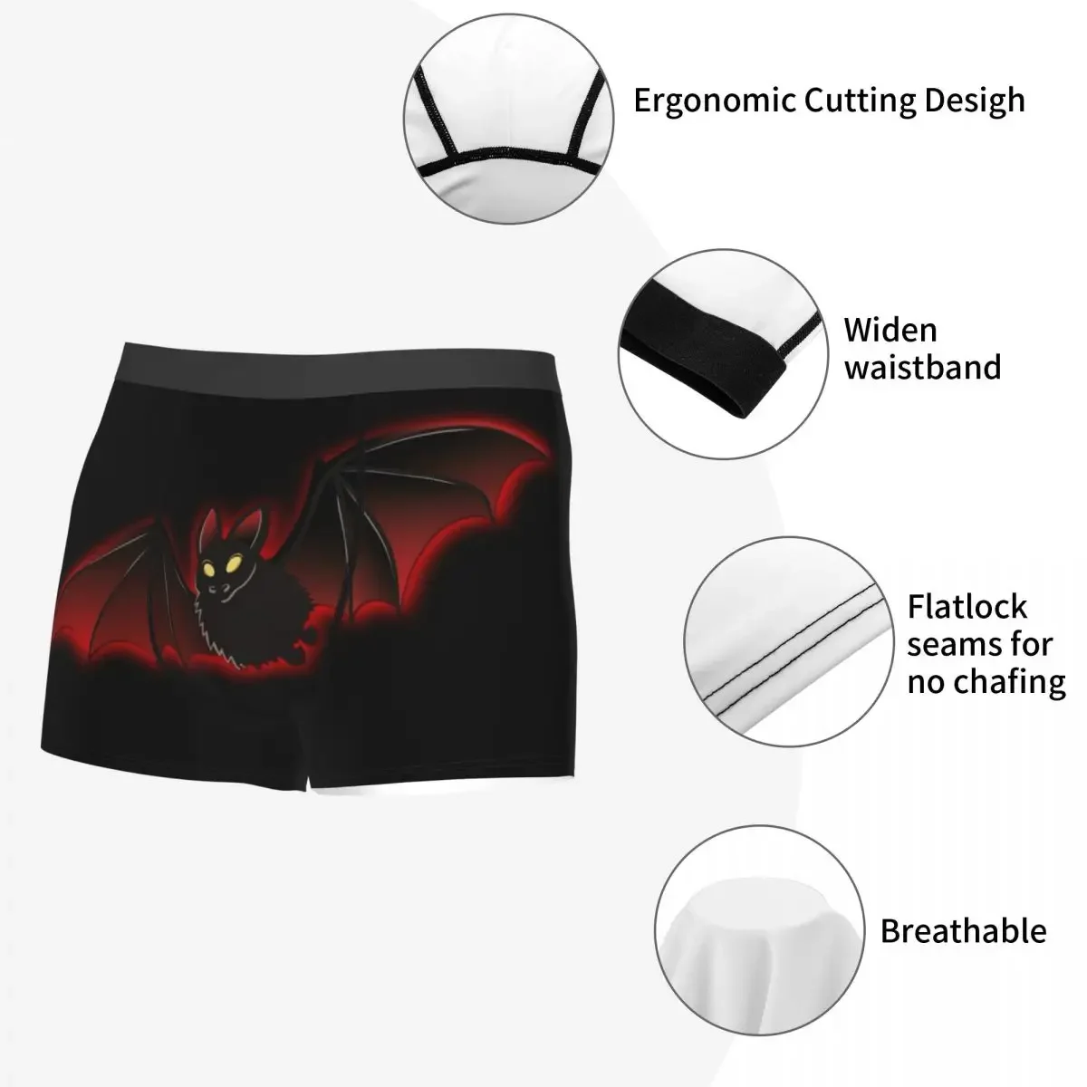 Halloween Bat Underpants Breathbale Panties Male Underwear Print Shorts Boxer Briefs