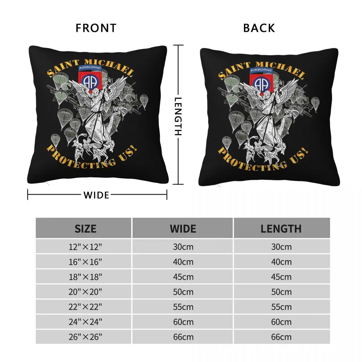 Army 82nd Airborne Division Square Pillowcase Polyester Linen Velvet Pattern Zip Decor Car Cushion Cover