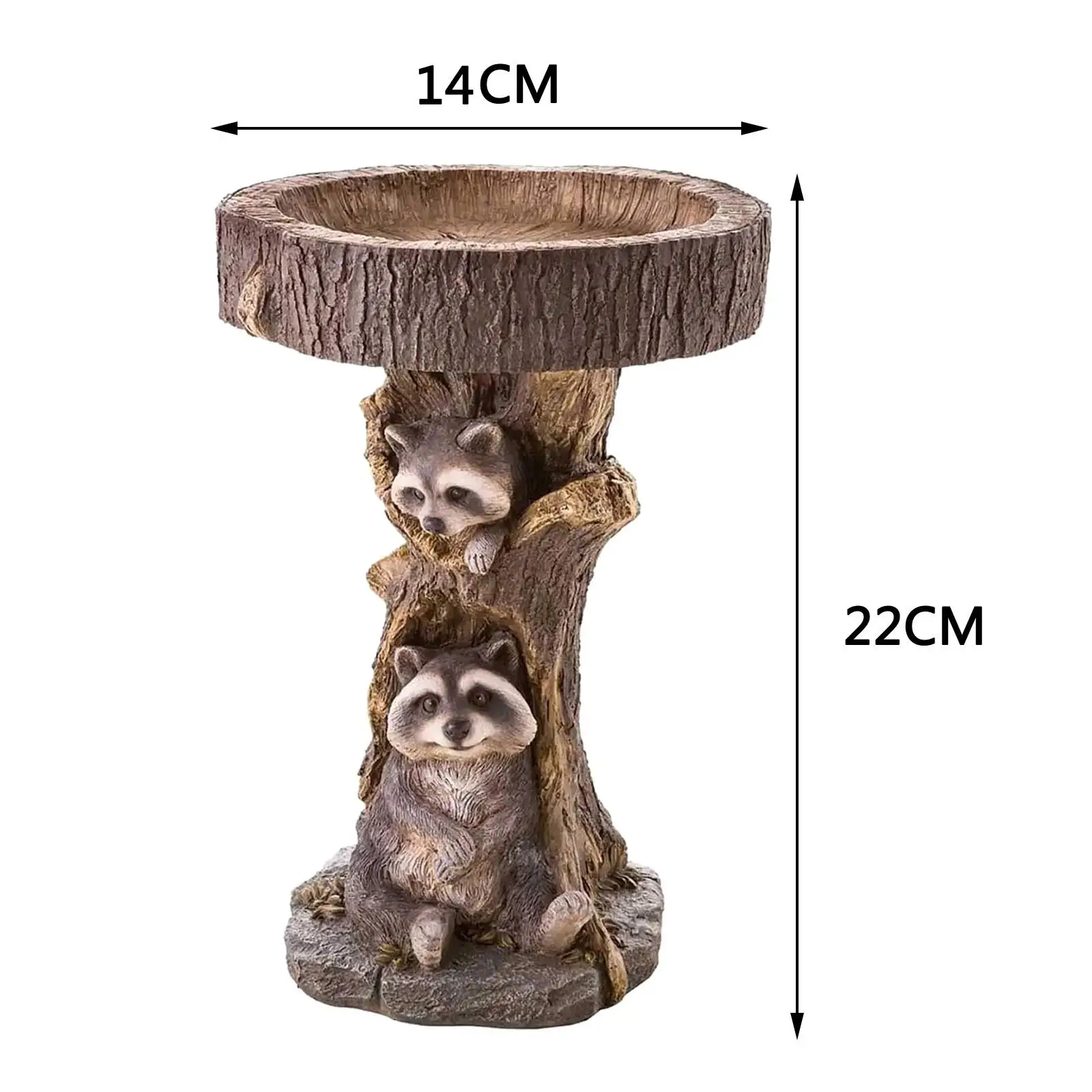 Alimentador de resina para paisaje, césped, Patio, jardín, baño de aves, cuenco, estatua de mapache, estatuilla para Parque, balcón, cubierta exterior, pájaro silvestre, beber