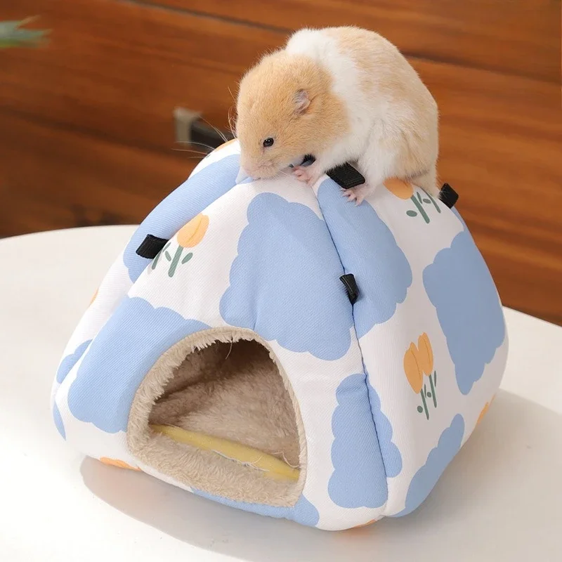 عش الحيوانات الصغيرة تنفس خيمة منغولية سرير معلق للهامستر السكر الطائرات الشراعية الدب الذهبي الدافئة الهامستر مخبأ النوم جراب #6