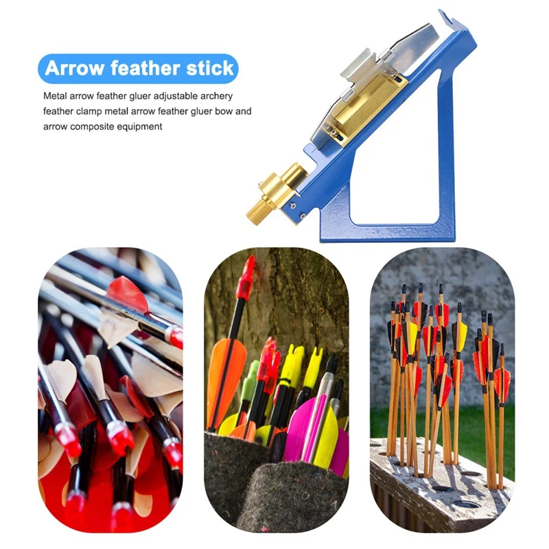 Arrows Tail Feather Sticking Device Stainless Steel Archery Feather Fletching Jig Stick Hunting Parts -Blue