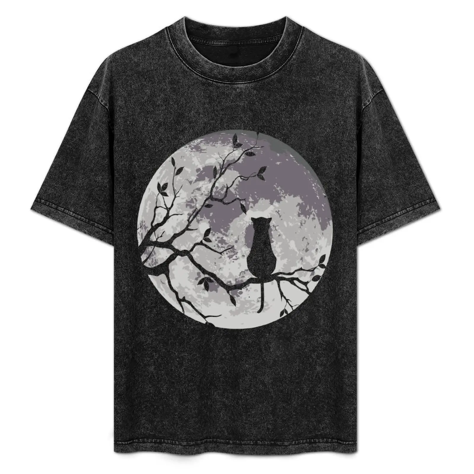 

The Cat And The Moon T-Shirt Plus Size All Match Tee Shirt
