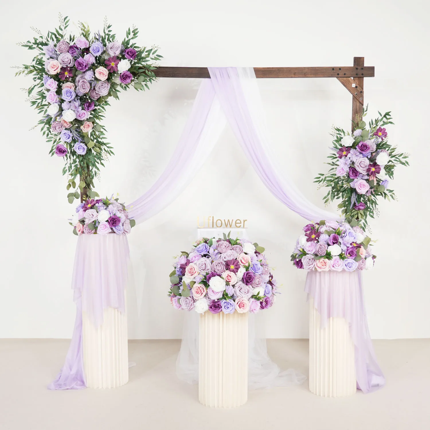 5D Luxury Purple White Rose Wedding Flower Wall Row Arch Cherry Hang Floral Arrangement Backdrop Banquet Event Party Props Decor