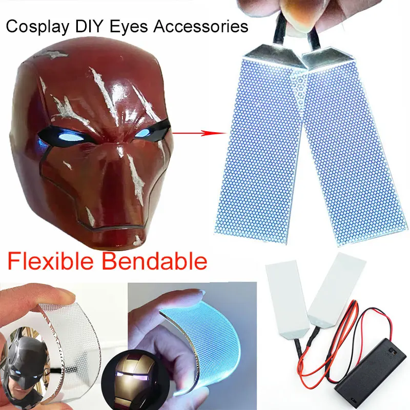 Kit di luci per gli occhi pieghevoli bianche Halloween Cosplay puntelli fai da te luci flessibili per occhi a LED per accessori per la modifica di maschere e caschi