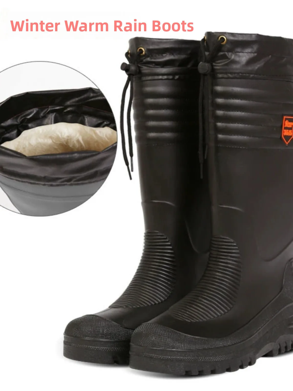 Warme Katoenen Winter Regenlaarzen Heren Halfhoge Kuit Thiened Fce Gevoerd Waterdicht Lang Haar Gel oes Hoge Buis Water oes