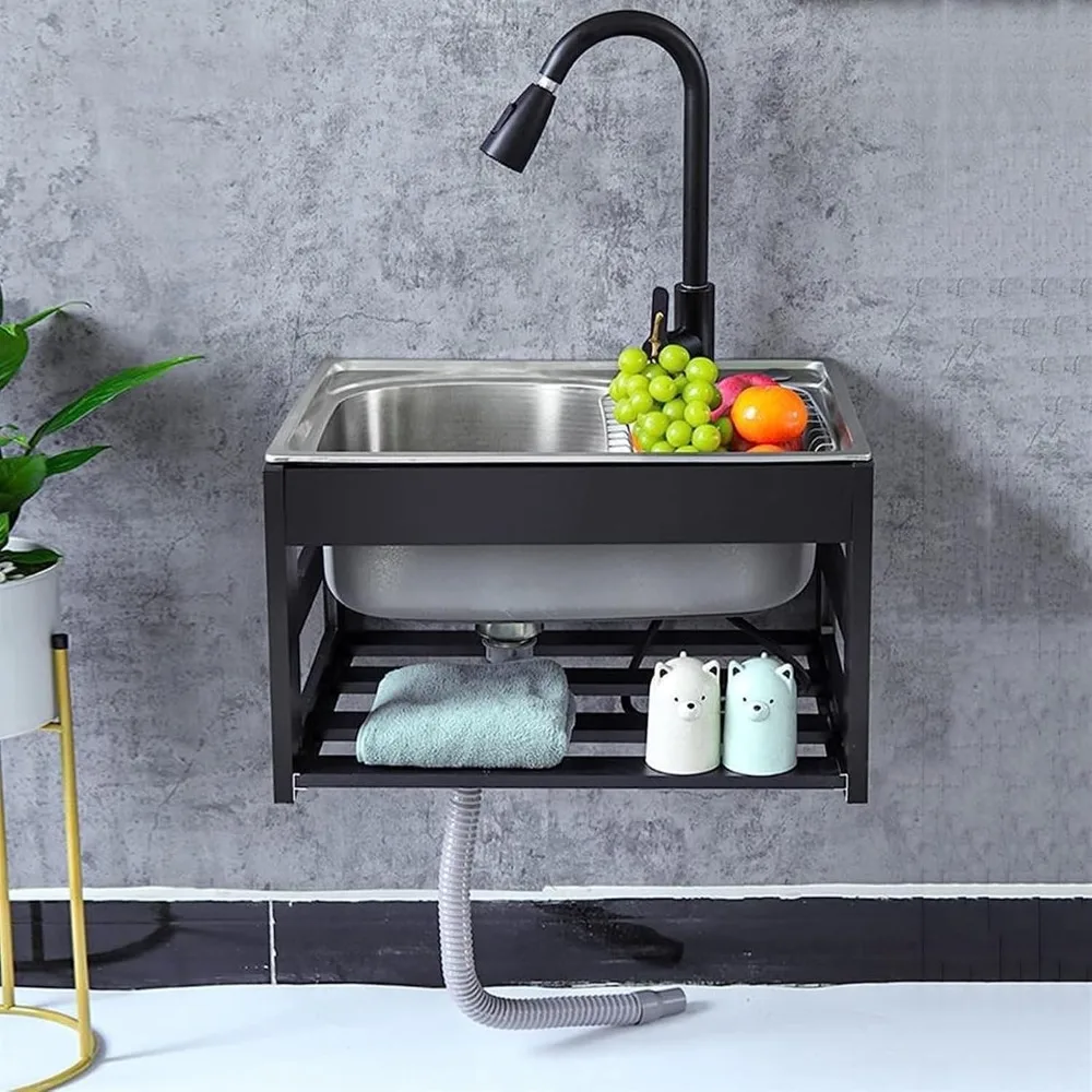 

Коммерческая настенная раковина для мытья рук из нержавеющей стали с краном и подставкой для универсального использования