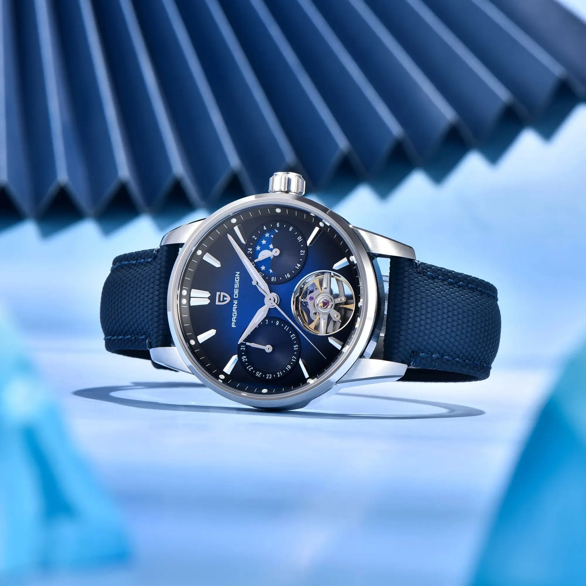 PAGANI DESIGN ساعات رجالية 2025 جديد متدرج اللون الهاتفي ساعة أوتوماتيكية للرجال مرحلة القمر توربيون ساعة اليد الميكانيكية الرجال #5