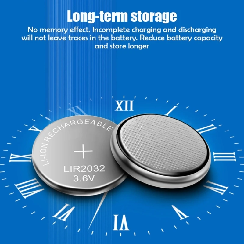 2Pcs Powerful Rechargeable LIR2032 Batteries For Remote Control And Watches view 4