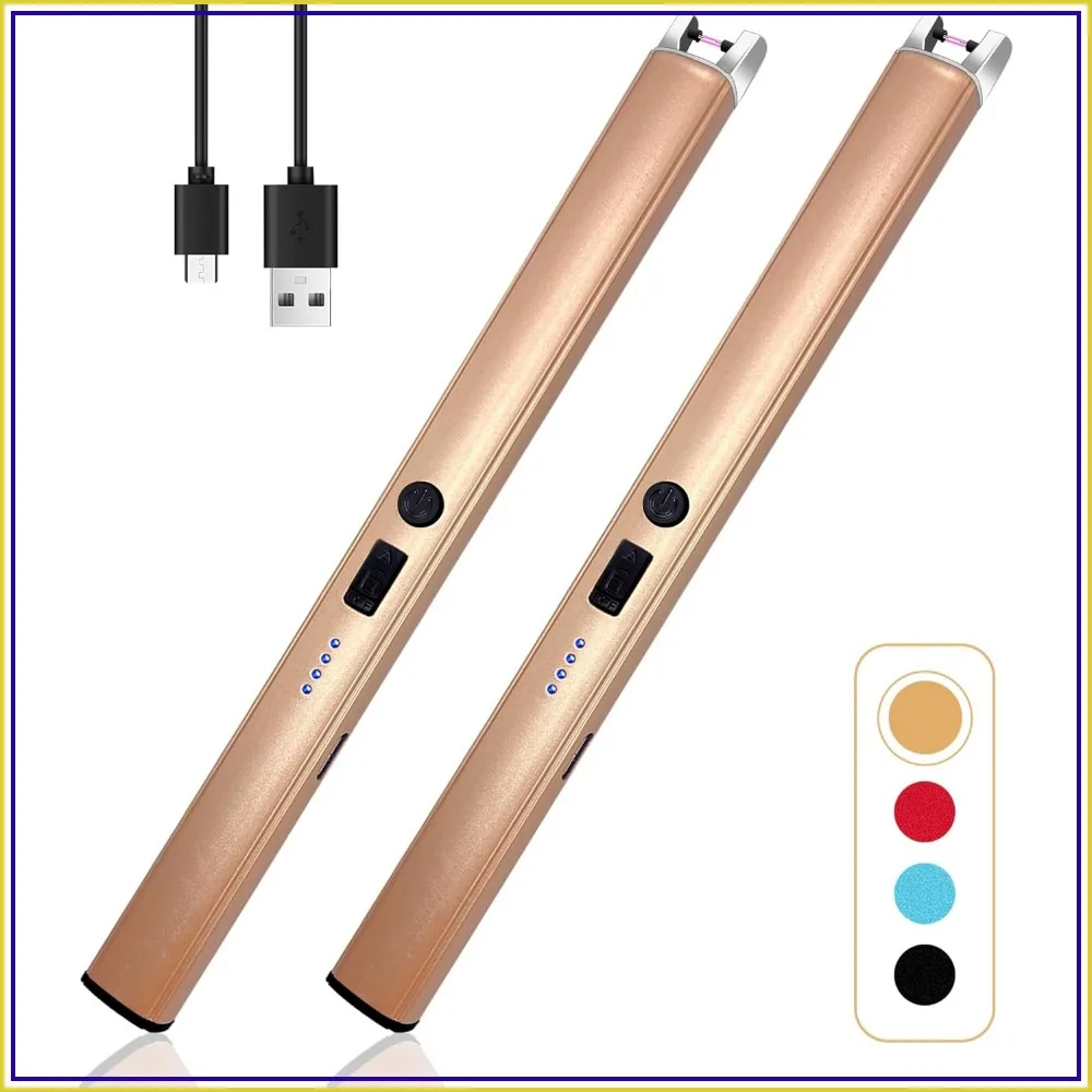Windproof Plasma Candle Lighter, USB Rechargeable with LED Display & Safety Lock for Camping BBQ